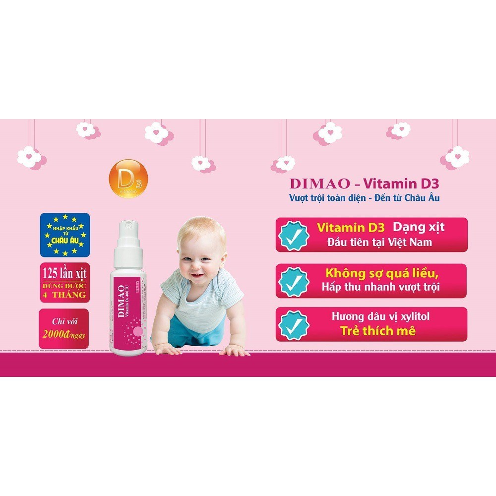 [Tặng Quà] DIMAO-Vitamin D3 400IU Dạng Xịt Tiện Lợi.