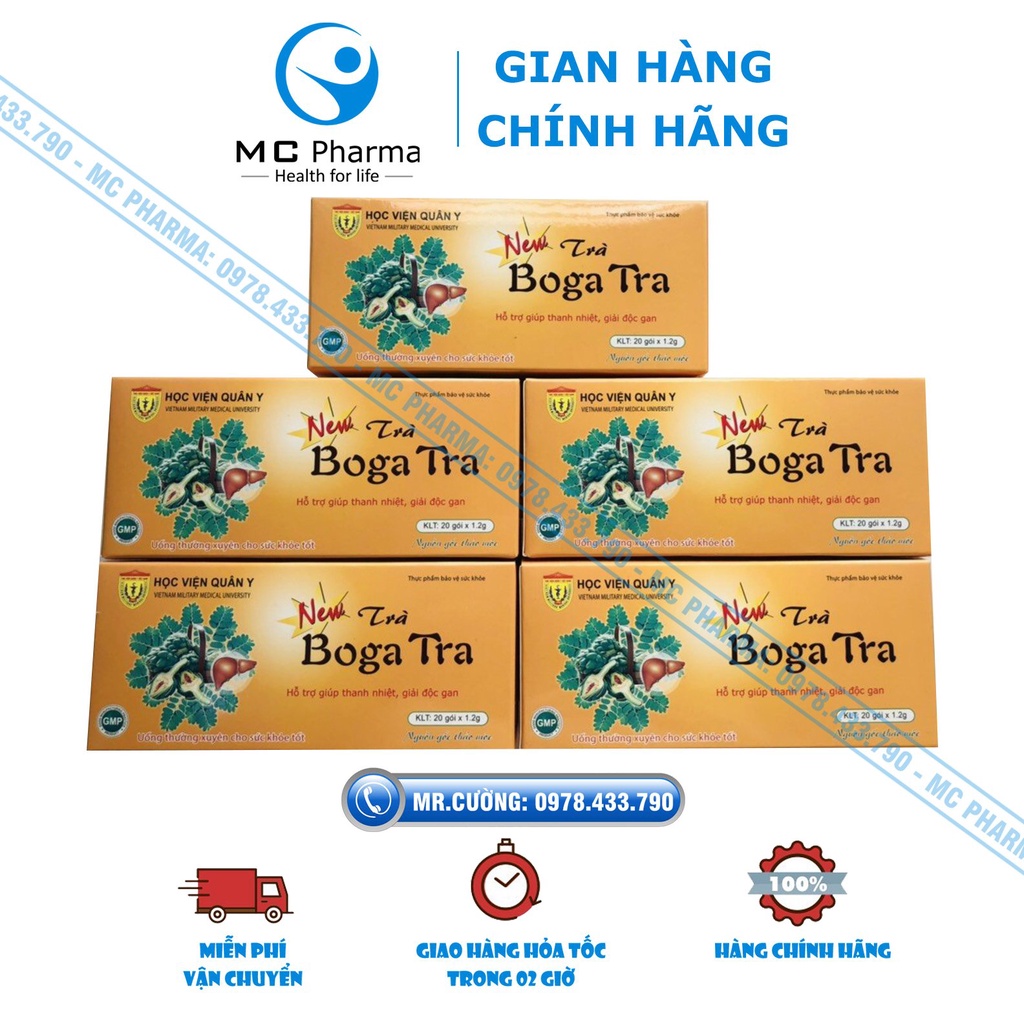 Combo 05 hộp trà Bogatra Học viện quân y hộp 20 gói