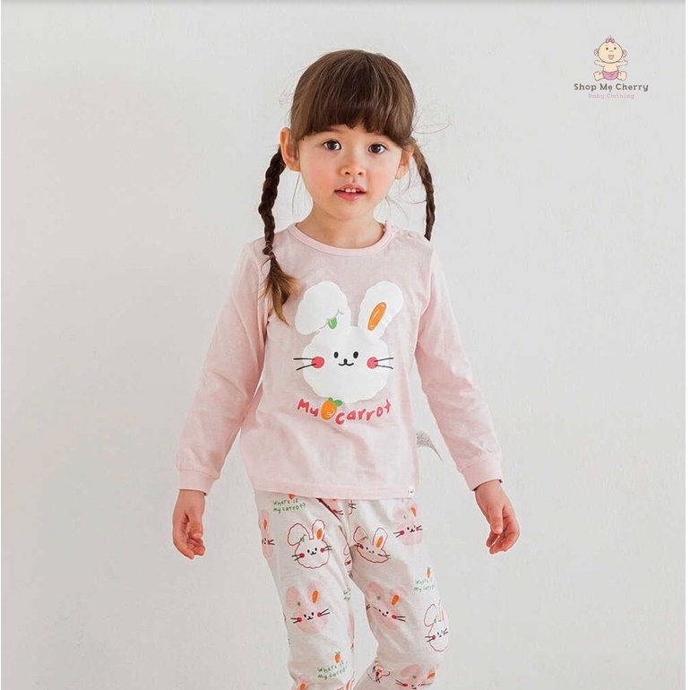Bộ Tay Dài Cao Cấp Bé Gái Nội Địa Hàn Quốc Của Hãng Cordii Chất Cotton giấy Organic, Mẫu Tai Thỏ