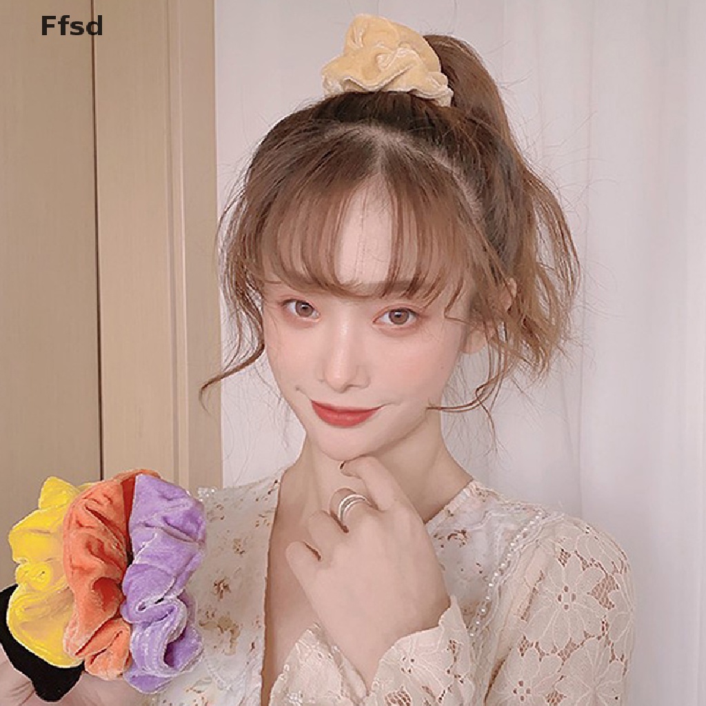 {Ffsd} Dây Buộc Tóc Nhung Trơn Co Giãn