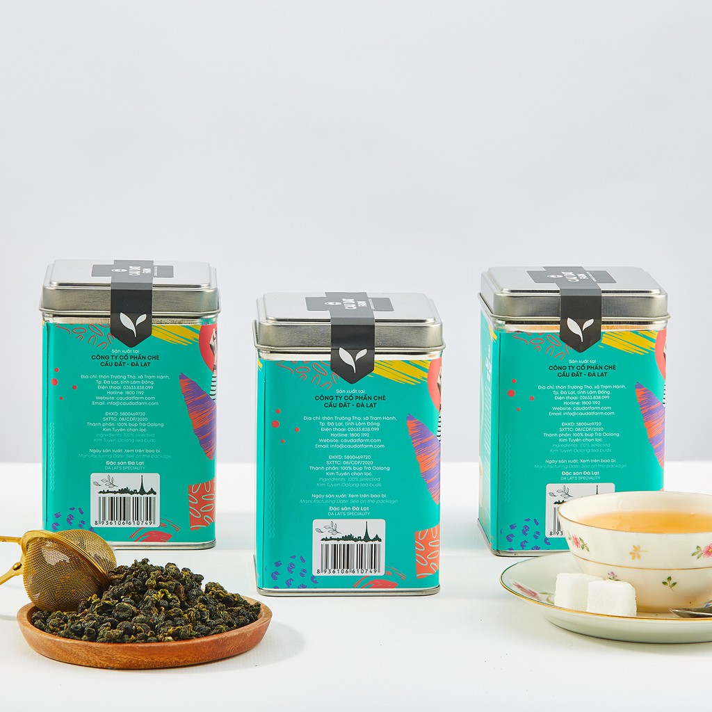 Trà Oolong Kim Tuyên Cầu Đất Hộp Thiếc 100g