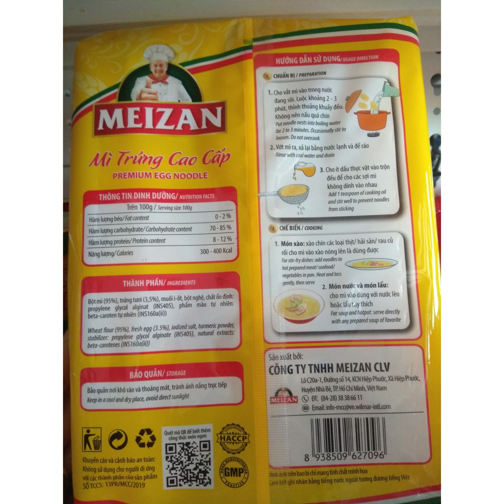 Mì trứng cao cấp Meizan gói 500g