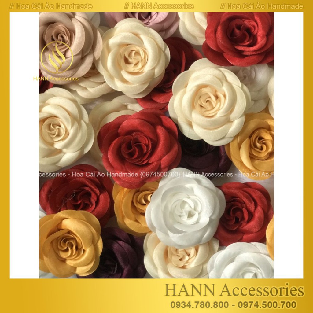 Hoa Cài Áo Váy Chất Liệu Lụa Cao Cấp Tag Hoa Trà Lớn Cài Áo, Kiểu Cài Áo Hoa Có Ghim