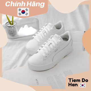 Giày Puma Carina Crew full trắng, trắng viền đen 374903 02 bill hàn