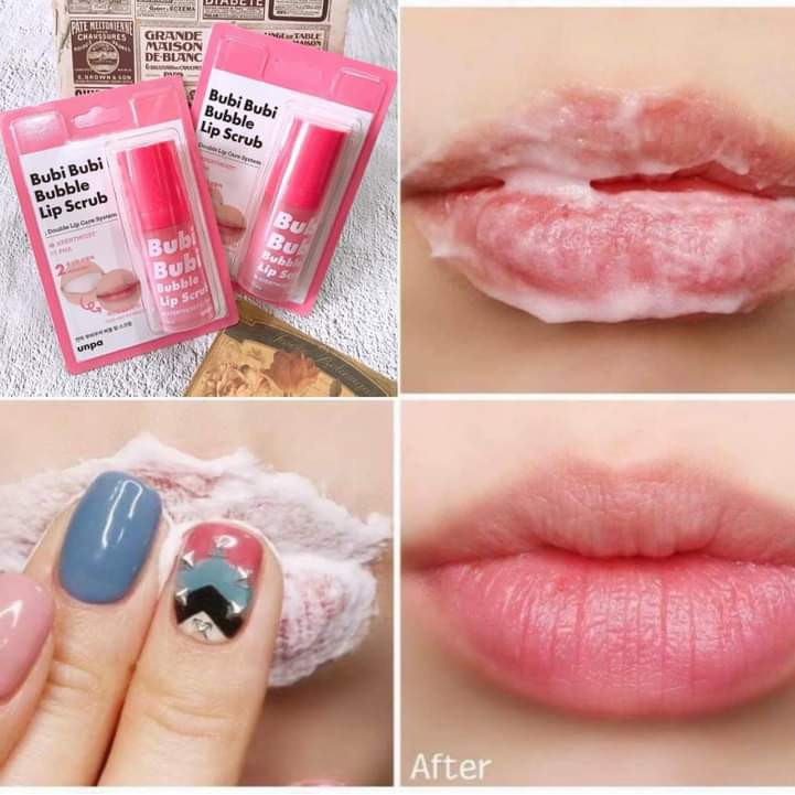 Mẫu mới Gel Tẩy Tế Bào Chết Môi Sủi Bọt Unpa Bubi Bubi Lip