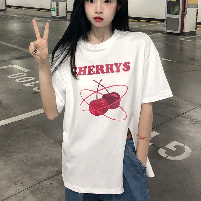 Áo thun  IELGY ngắn tay dáng rộng in chữ phong cách Hàn Quốc thời trang