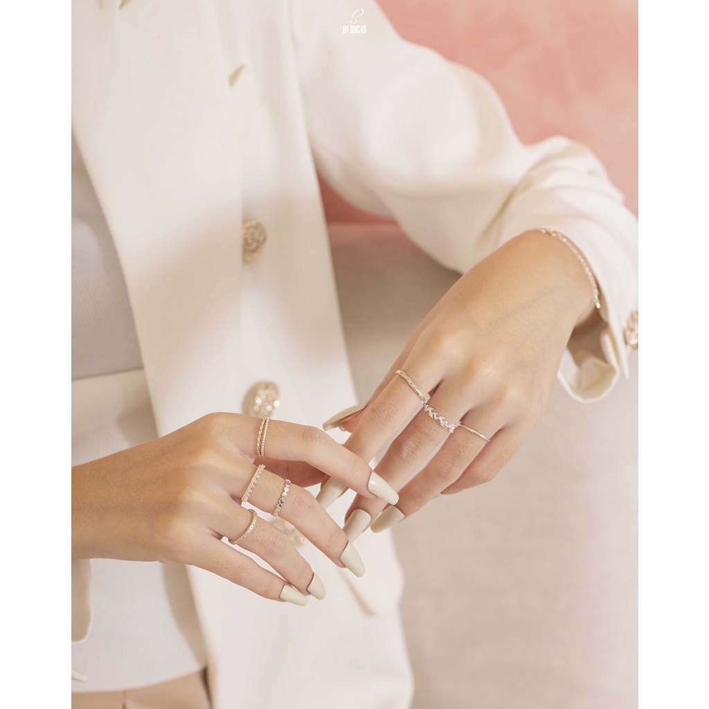 Nhẫn bạc 925 Bling It phong cách đơn giản unisex BIN387