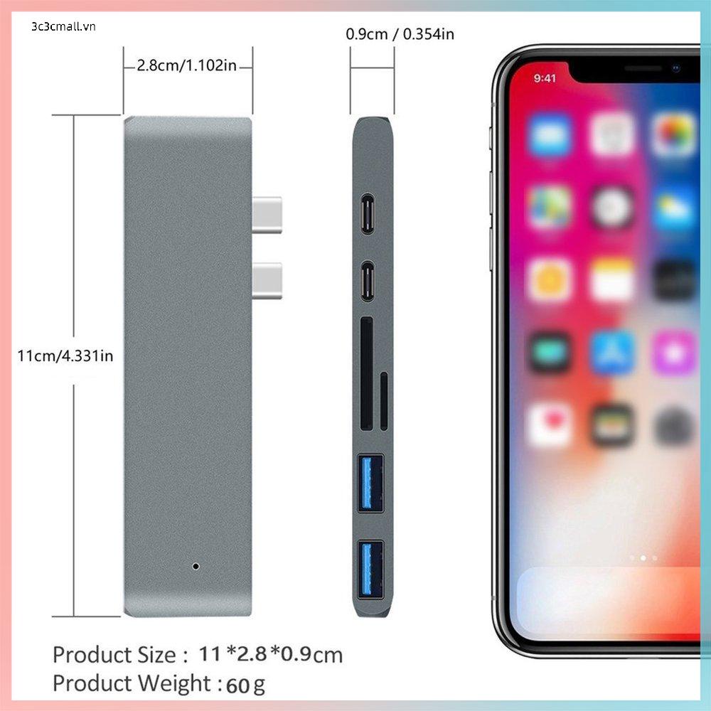 ✨chất lượng cao✨ USB 3.1 Type-C Hub To HDMI-compatible Adapter 4K Thunderbolt 3 USB C Hub with Hub 3.0 TF Reader Slot PD for MacBook Pro/Air