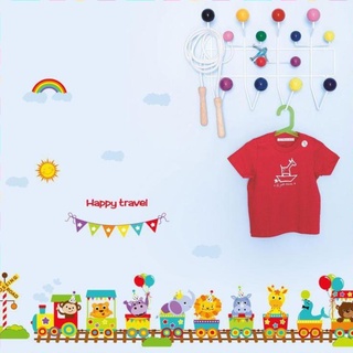 [ Size Lớn ] Decal dán tường kết hợp tên tiếng Anh các động vật và đoàn tàu sở thú SK9084+SK9011 Zooyoo