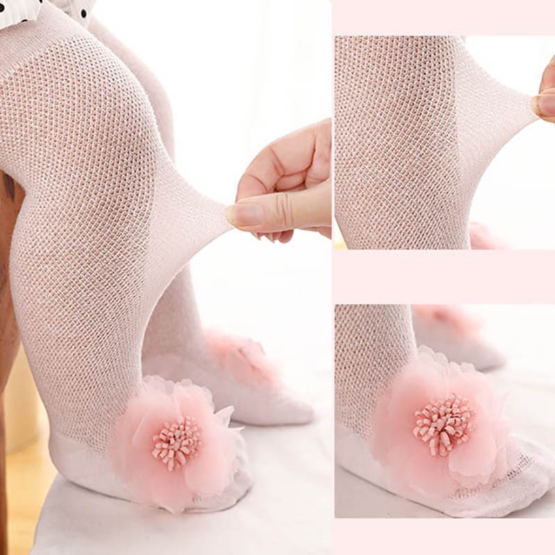 Quần Tất Lưới Cotton Mềm Mại Đính Nơ Cho Bé Gái
