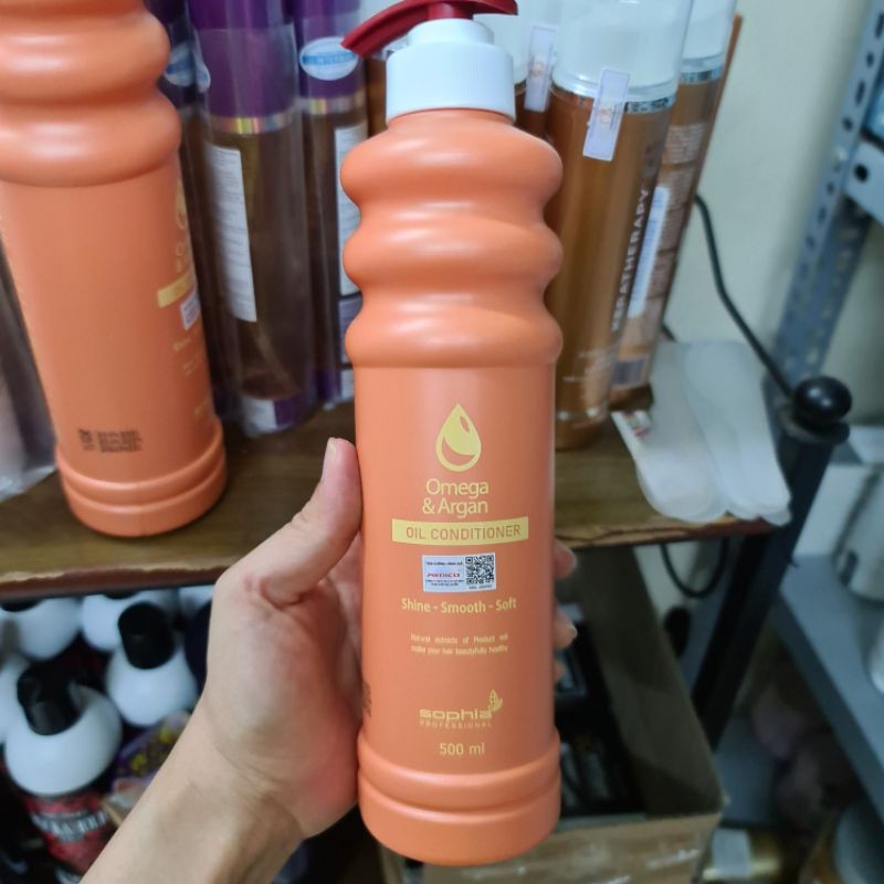 DẦU GỘI XẢ SOPHIA OMEGA &amp; ARGAN BÓNG, MỀM, MƯỢT 500ML×2