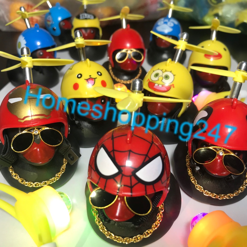 Vịt Giang Hồ Hắc Ám Đội Mũ PUBG Gắn Xe Đạp ,Xe Máy ,Ôtô Có Đèn Chong Chóng, dây truyền, kính đen, đèn rung, đai, keo