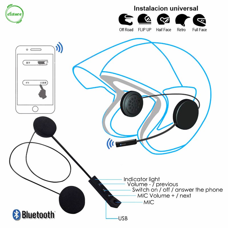 Tai nghe Bluetooth chuyên dụng CF gắn mũ bảo hiểm tiện lợi chất lượng cao