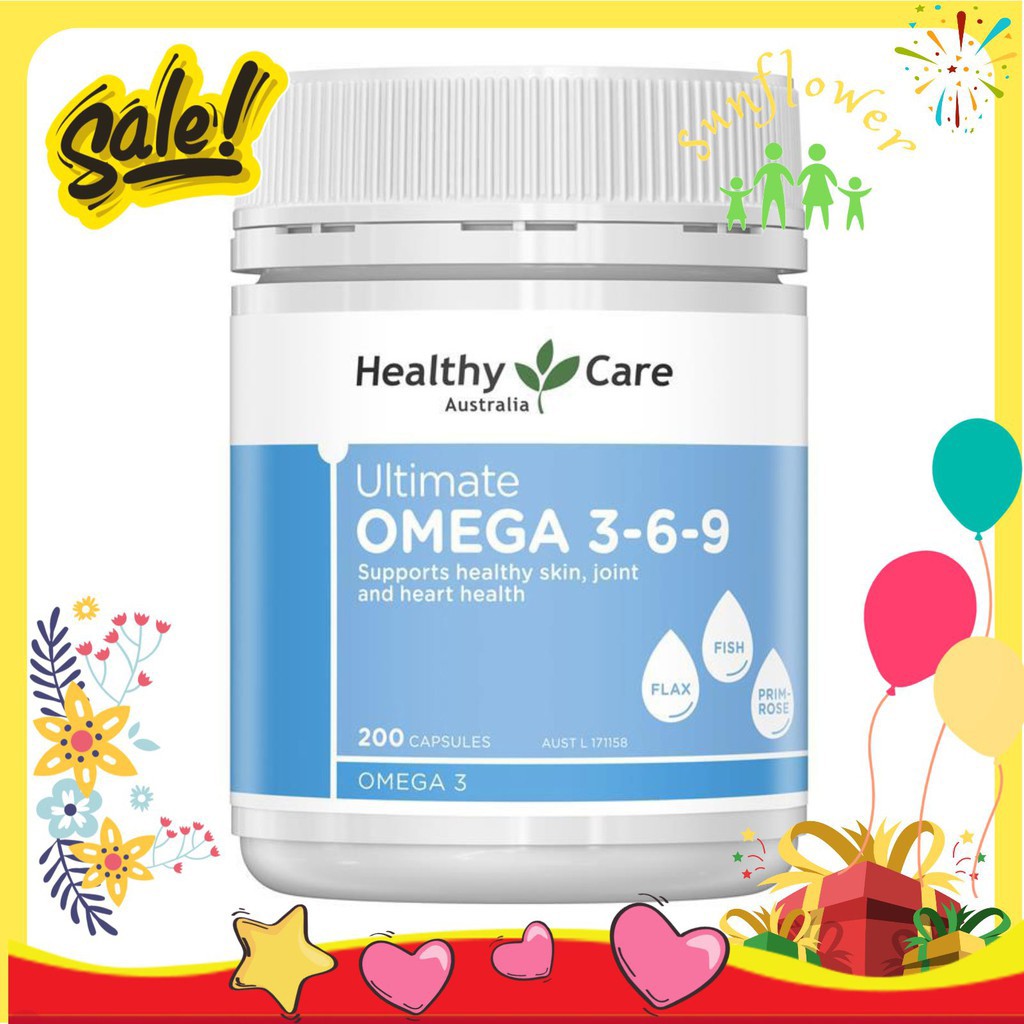 Viên uống omega hỗ trợ tuần hoàn, bảo vệ tim mạch cho người từ 2 tuổi trở lên Healthy Care Ultimate Omega 369, Úc