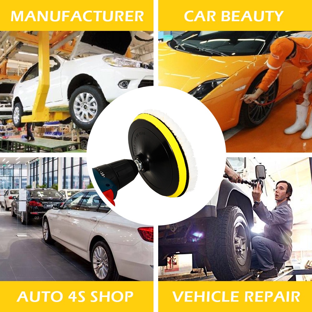 Bộ 5 Miếng Vải Len Tròn 6 inch Đánh Bóng Xe Hơi Chuyên Dùng