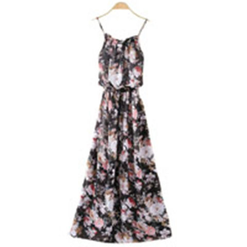 【CoCo】đầm ngắn tay,đầm ngắn tay dáng rộng,đầm dự tiệc - Summer 2020 sweet beach chiffon skirt with long loose skirt bohemian printed flowers women