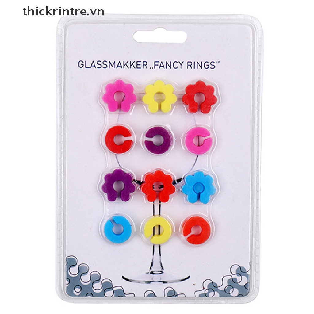 Set 12 Nhãn Silicone Đánh Dấu Ly Rượu Vang Tiện Dụng