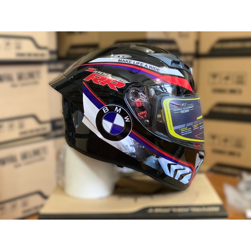 Mũ Bảo Hiểm Fullface 2 Kính M266 Màu Đen Bóng Lên Tem S1000 RR Cực Đẹp, Tặng túi đựng nón và BH 12 tháng