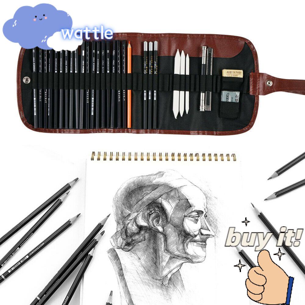 Bộ 30 Dụng Cụ Bút Chì Vẽ Tranh Graffiti Kèm Vỏ Đựng Dạng Lăn Chuyên Nghiệp