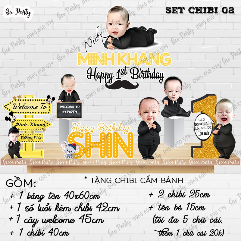 Combo Chibi Sinh Nhật Nhiều Mẫu Cho Bé Siêu Xinh