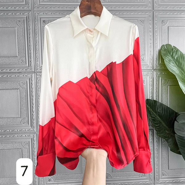 0702SM - Sơ mi lụa họa tiết
