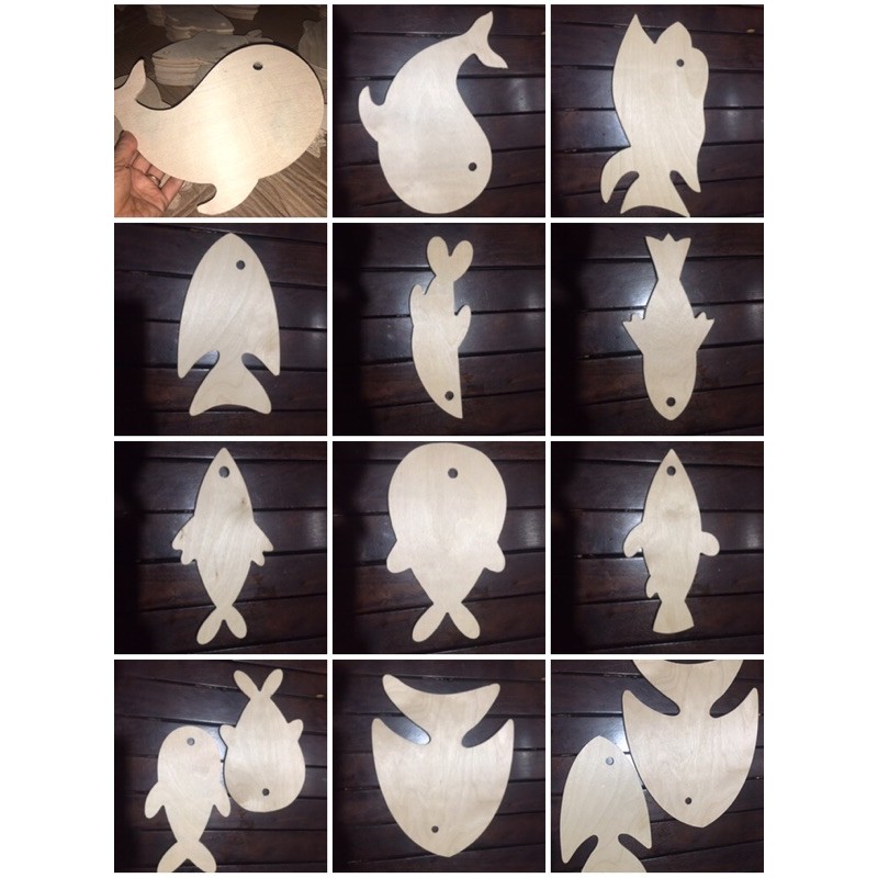 Bộ 5 cá gỗ cho trẻ tô màu