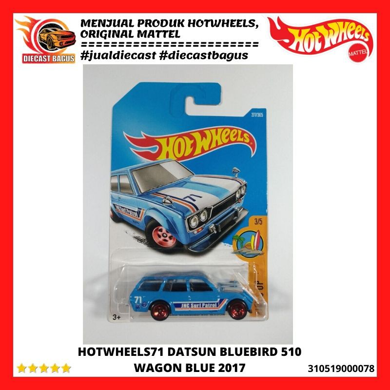 Hot Wheels Mô Hình Đồ Chơi Xe Hơi Datsun Bluebird 510 Wagon Blue 2017 71