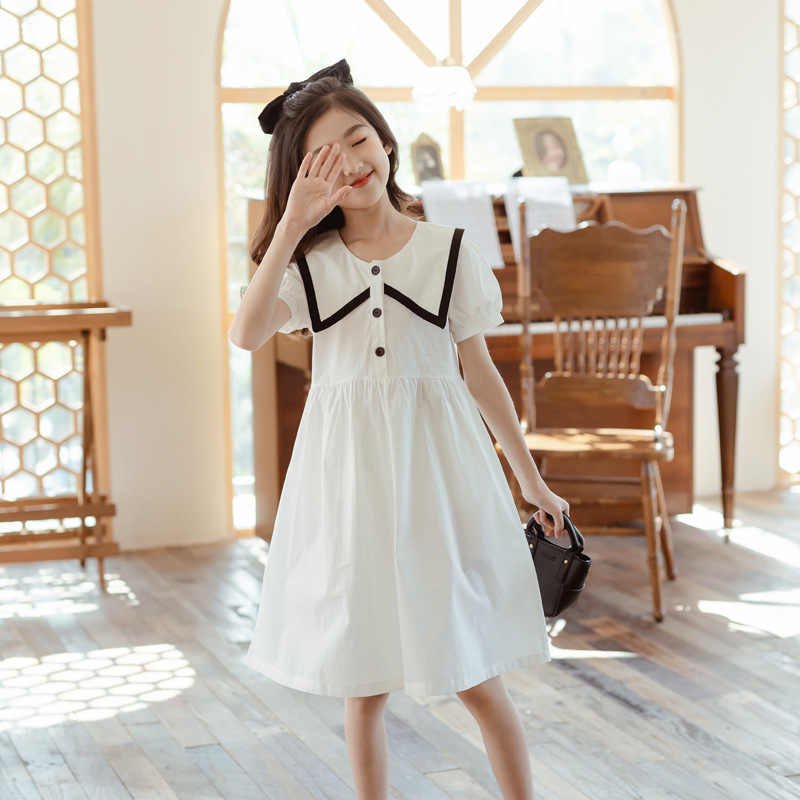 Váy bé gái A11 trắng size đại từ 12 - 43kg phù hợp cho bé đi chơi đi học