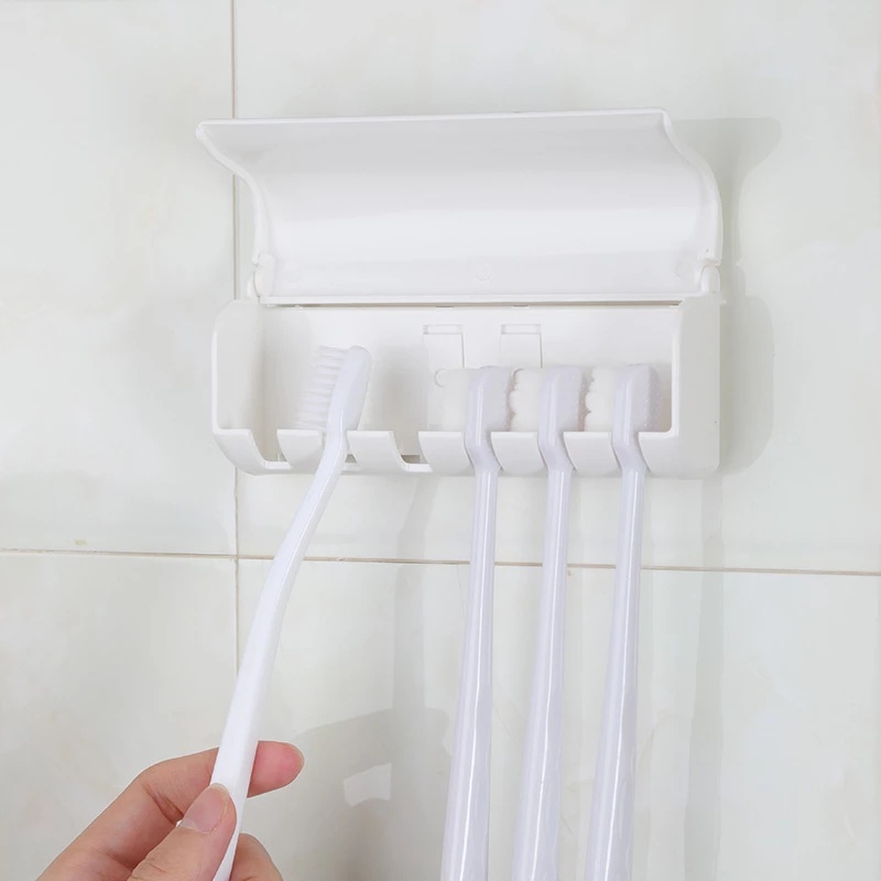 Giá Đỡ Bàn Chải Đánh Răng Dán Tường Không Cần Khoan Chống Bụi Bằng ABS Tiện Dụng