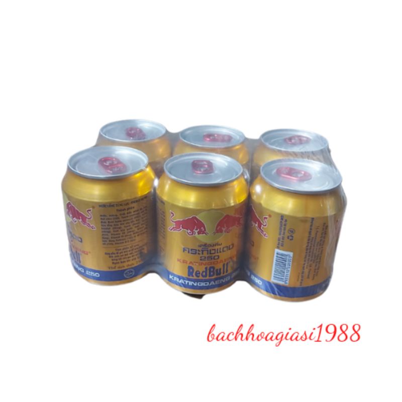 NOW SHIP -Lốc 6 lon nước tăng lực Redbull việt nam 250ml (bò cụng ,bò húc)