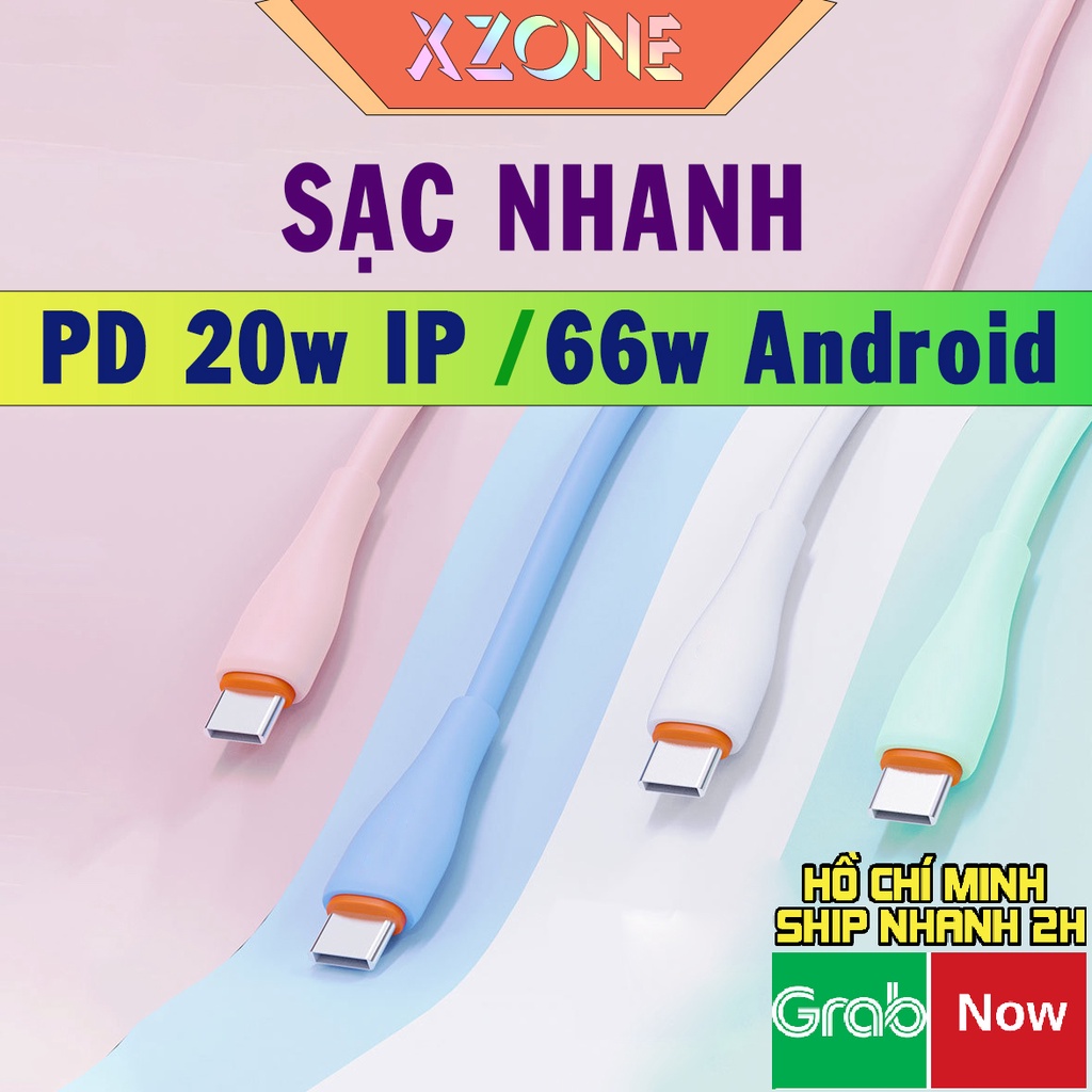 dây cáp sạc nhanh đúc dẻo nhiều màu, type c, lighning dây android, sạc ip chính hãng PomeX20 Bảo Hành 12 Tháng