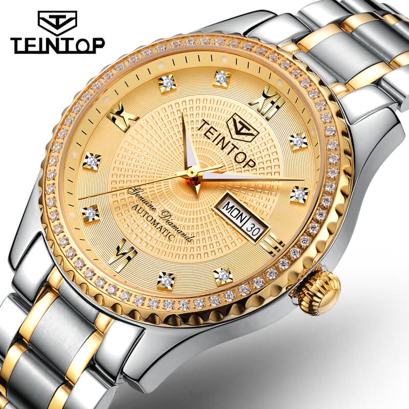 Đồng hồ đôi chính hãng Teintop T8629-9 Kính sapphire ,chống xước,Chống nước,dây kim loại máy Automatic,Bảo hành 12 Tháng
