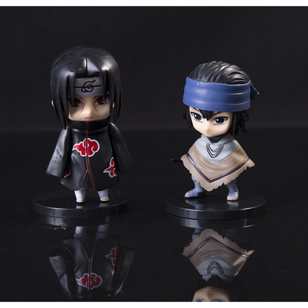 Set 6 Mô hình Naruto Chibi Cỡ Lớn 10cm Itachi Kakashi Naruto Sasuke Gaara Figures