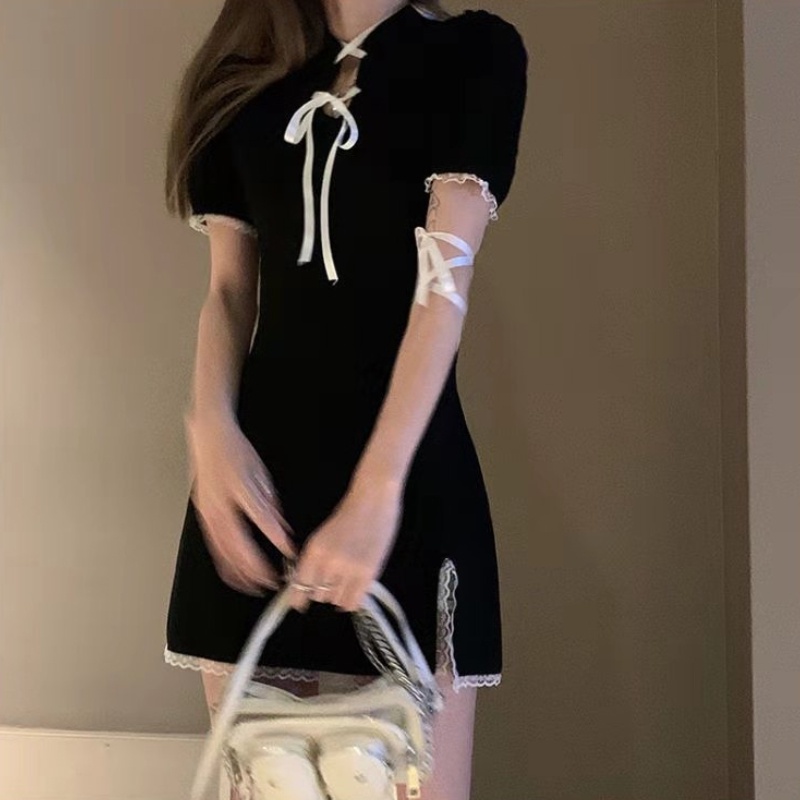 Đầm sườn xám Perty dáng ngắn thời trang Hàn Quốc cho nữ