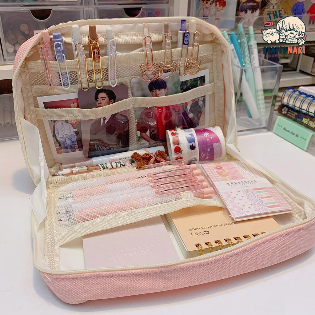 Túi bút vải lớn chữ nhật có dây kéo khóa