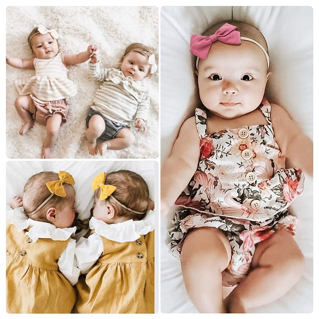 Băng đô KIDSBOWS nylon co giãn đính nơ xinh xắn cho bé gái