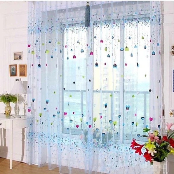 Rèm Cửa Voan Hoa Trái Tim (1 x 2m, 1 x 2.7m)