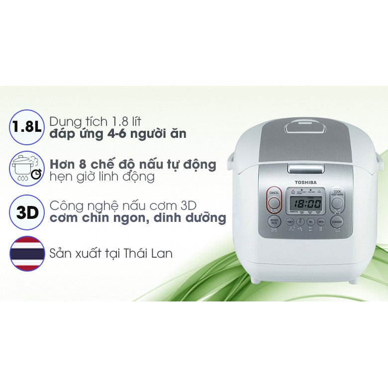 Nồi cơm điện tử Toshiba 1.8 lít RC-18NMFVN(WT)&1 lít RC-10NMFVN(WT)[HÀNG TRƯNG BÀY][FREESHIP❤️]