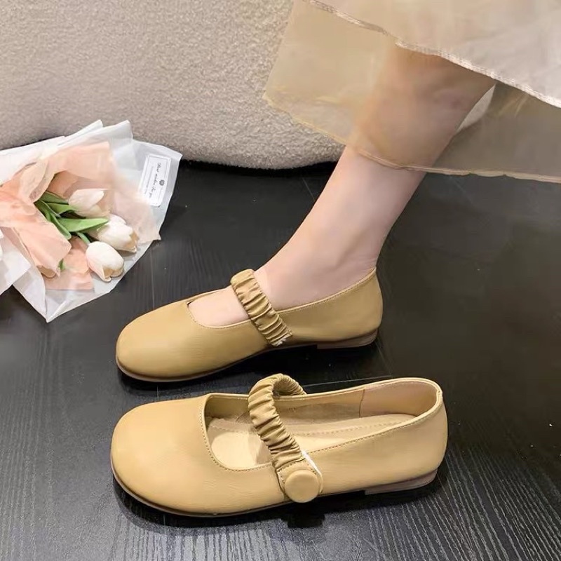 SALE— Giày búp bê đế dẻo mũi tròn quai ngang nhún bèo BIG SIZE 40-43
