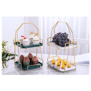 (Có sẵn )Đĩa sứ đựng bánh mứt kẹo 2 tầng hình chữ nhật