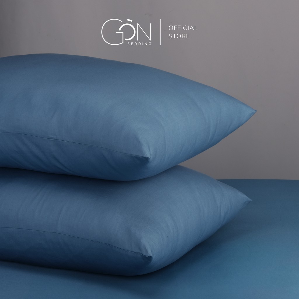 [Nhiều kích thước] 01 Vỏ Gối Nằm Gòn Bedding Cotton Satin Hàn Quốc Màu Xanh Ghi