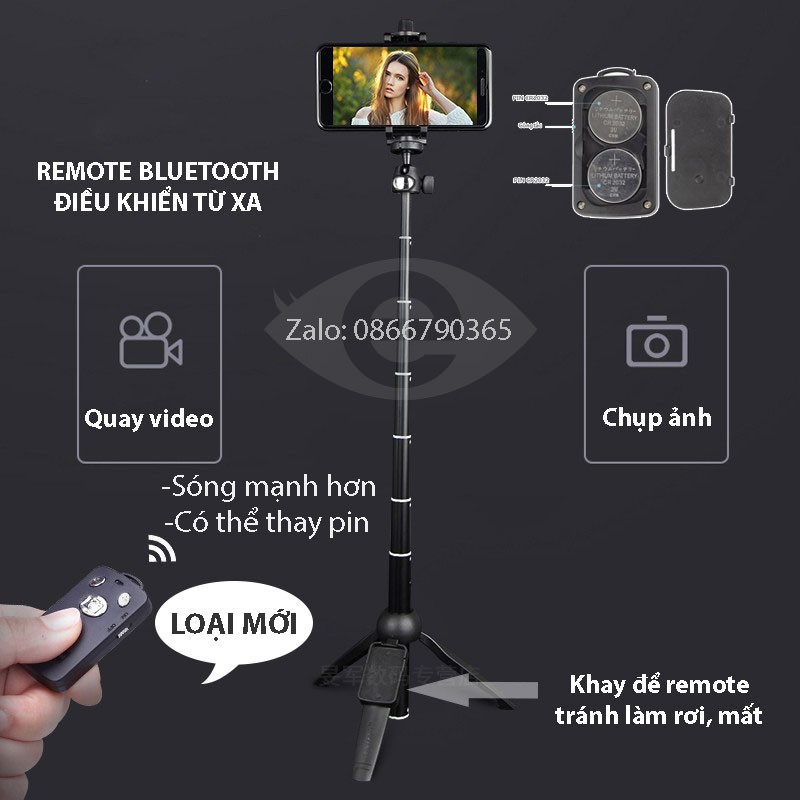 Gậy chụp ảnh kiêm Tripod đa năng Yunteng YT-9928N + Đèn Selfie mini Q