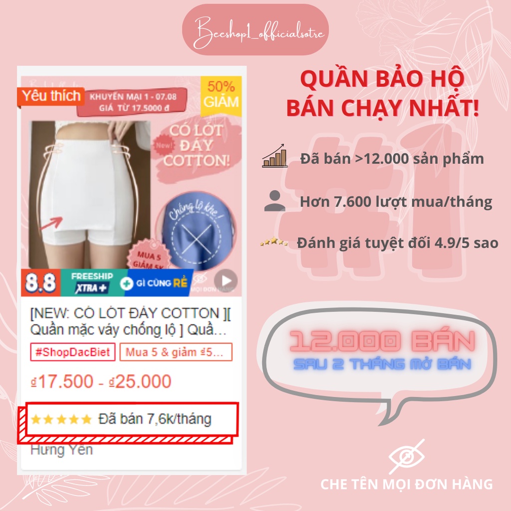 Quần lót mặc trong váy, quần bảo hộ, quần mặc trong váy QV230