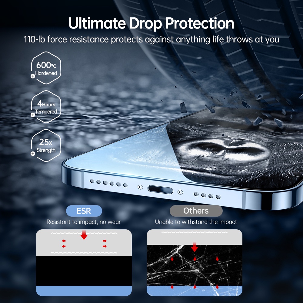 Kính cường lực ESR bằng corning cứng bền chất lượng cao cho iPhone 13/ 13 pro/ 13 pro max