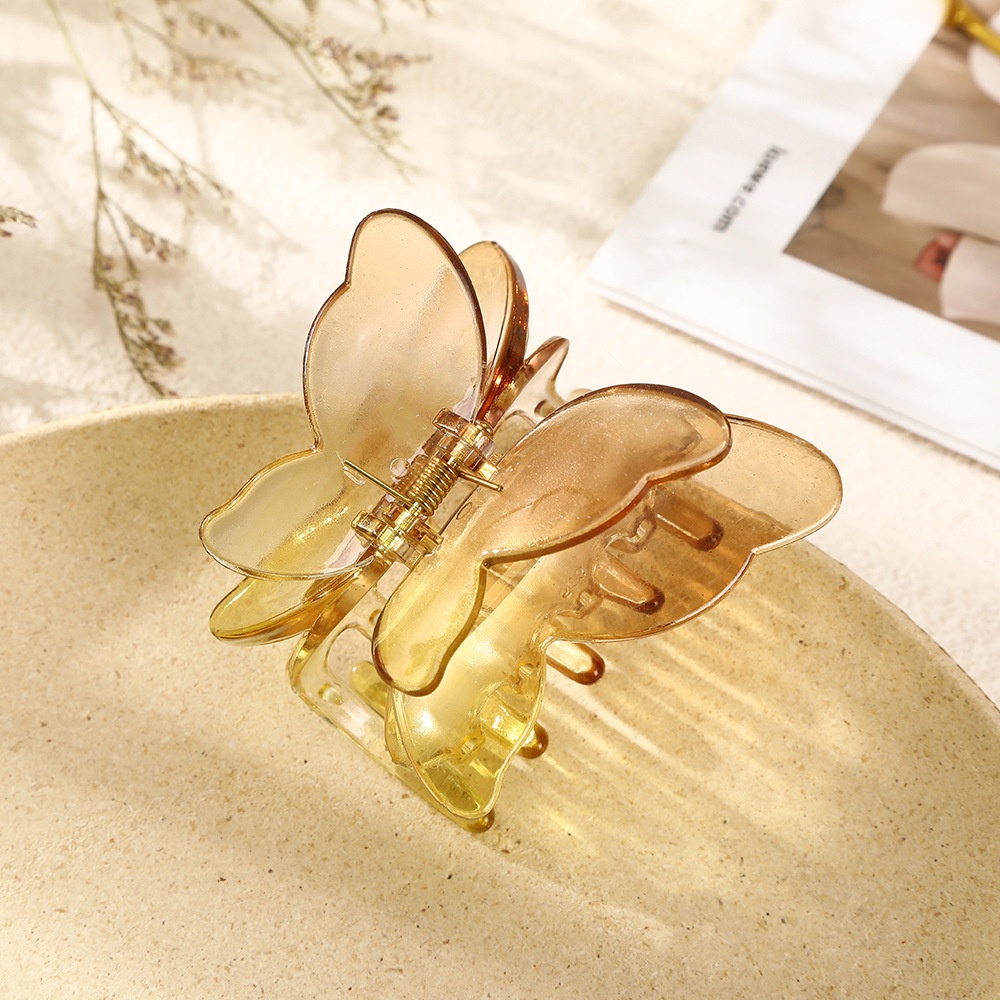 Kẹp Tóc Hình Bướm Acrylic Màu Gradient Hai Lớp Lãng Mạn Thời Trang Hàn Quốc