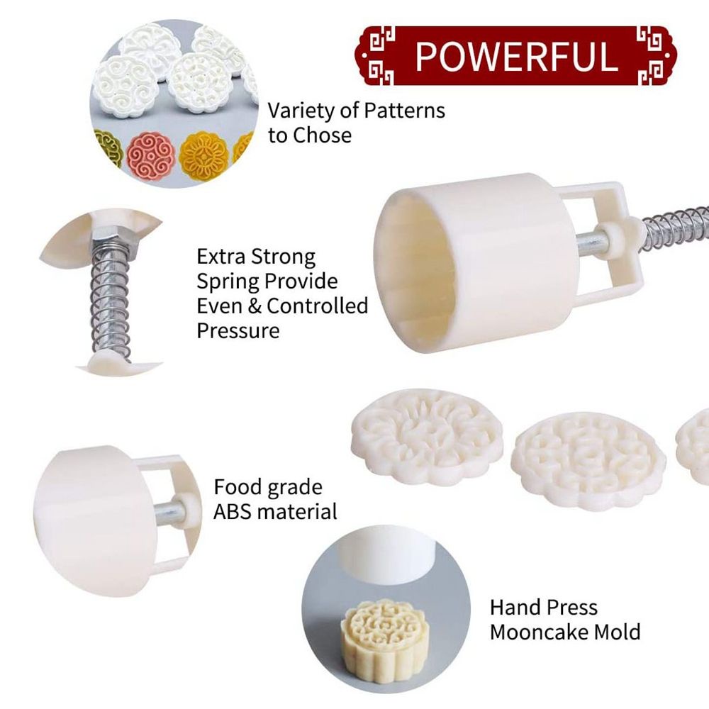 Set 7 Khuôn Nhấn Làm Bánh Trung Thu Diy Tiện Dụng