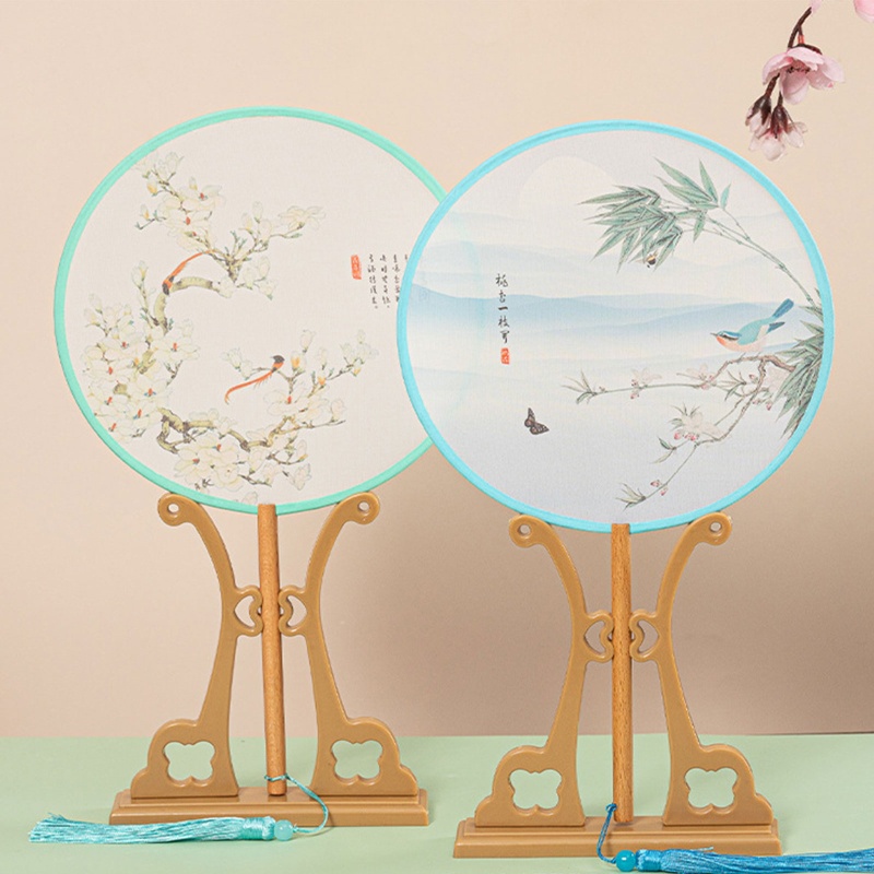 Giá Đỡ Quạt Cầm Tay Hình Tròn Phong Cách Trung Hoa Cổ Điển Có Thể Tháo Rời