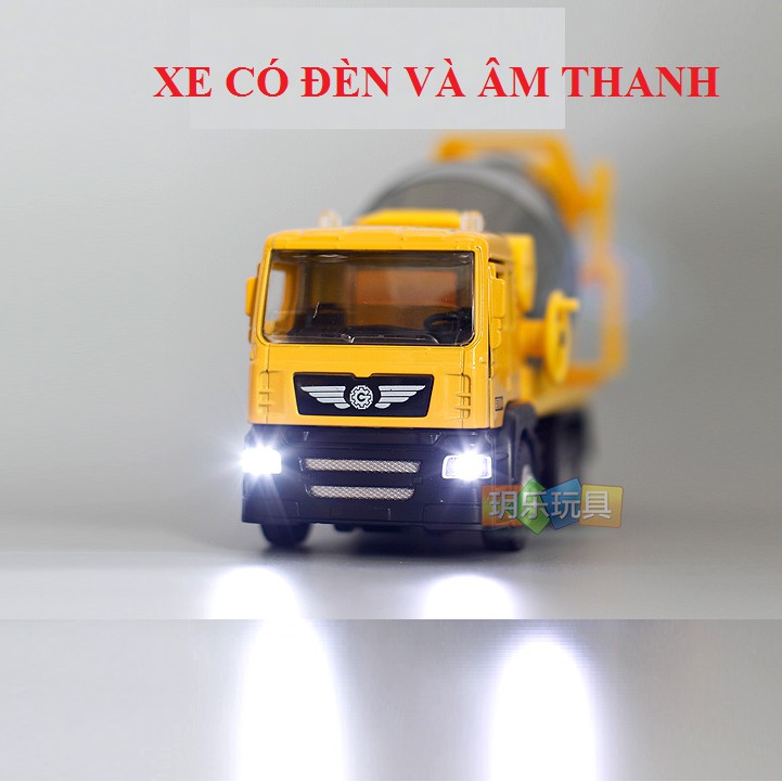 Mô hình xe chở bê tông mini bằng hợp kim nhựa tỉ lệ 1:50 có âm thanh và đèn