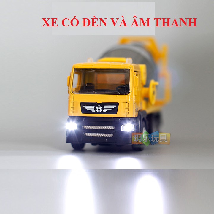 Xe chở bê tông mô hình tỉ lệ 1:50 bằng hợp kim và nhựa xe mở được cửa có âm thanh và đèn