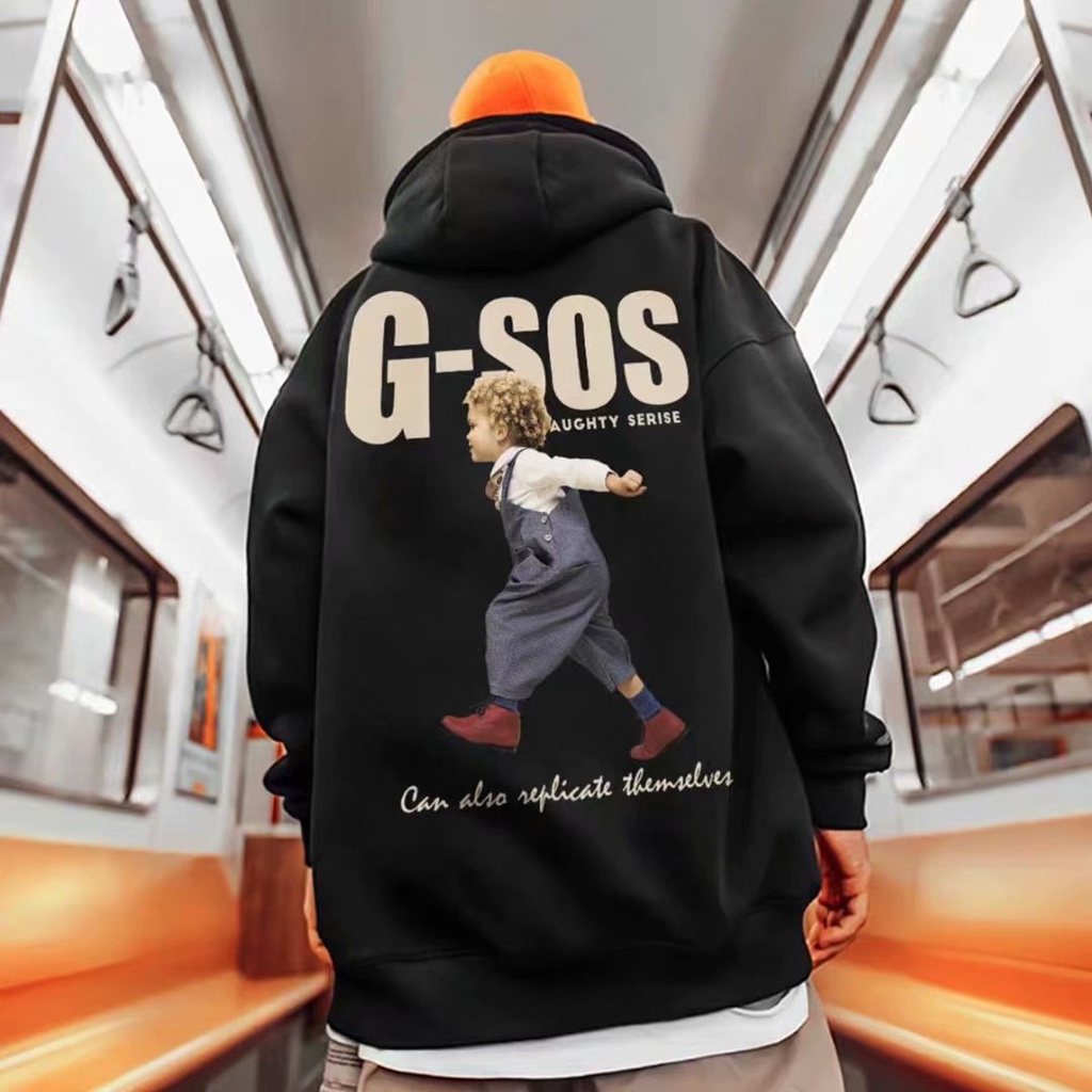 Áo hoodie dáng rộng in họa tiết hoạt hình phong cách Hàn Quốc thời trang cho nam size M-5XL